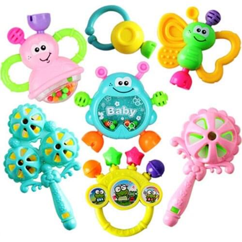 7 PCS Set Cartoon Baby Bell Rattles Newborns Music Toys for Children Infant Kids 2019 New Design Kids Baby Rattles Toys Dropship