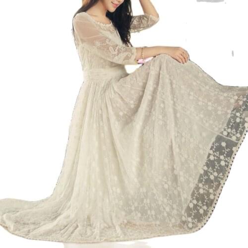 Hollow lace embroidery vintage hippie boho lolita mori girl casual vestiti donna roupa feminina vestido renda robe femme dress
