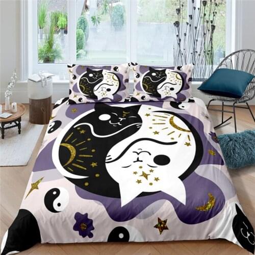 Home Textile Luxury 3D Cartoon Cat Print 2/3Pcs Comfortable Duvet Cover Pillowcase Bedding Sets Queen and King EU/US/AU Size