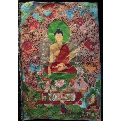Exquisite Chinese Tibet Buddhism Cloth Silk Maitreya Buddha Thangka