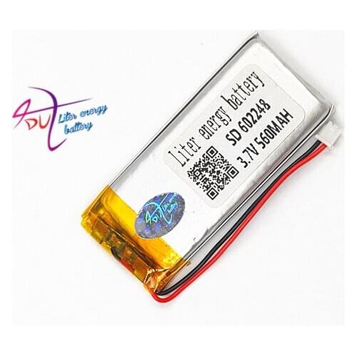 JST 1.25mm 2pin 10 pcs 602248 3.7V 560mAh Lithium Polymer LiPo Rechargeable Battery Li cells For Mp3 GPS PSP Vedio game speaker