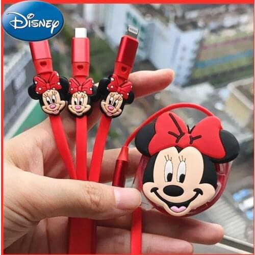 Disney Mickey Mouse Minnie three-in-one data cable fast charge Android typec Huawei OPPOvivo Apple car multi-function data cable