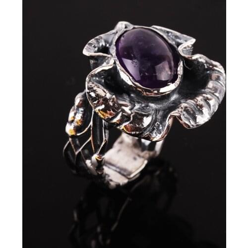 UM US JEWELRY Amethyst Cubic Zirconia 925 Sterling Silver Women 'S Ring