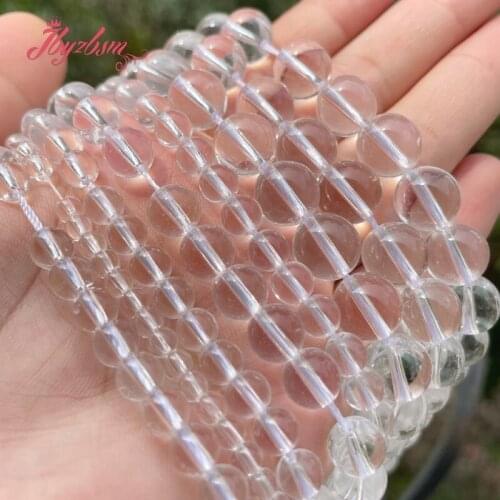 Round Ball Clear Quartzs Rock Crystal Natural Stone Loose Beads For DIY Necklace Bracelats Jewelry Making 15" Free Shipping