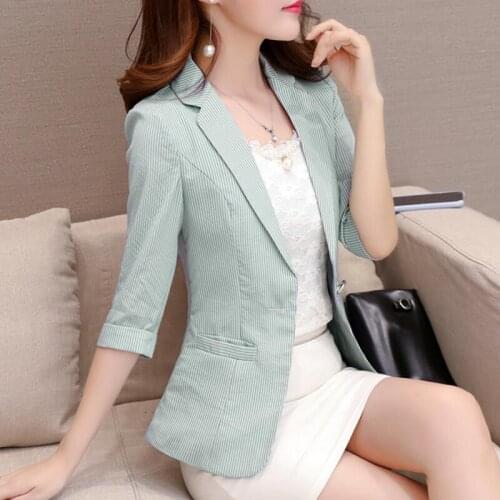 2020 Summer Womens Suits Female Blazer Women Coat Outerwear Stripe Suit Short Fashion Ladies Coats
