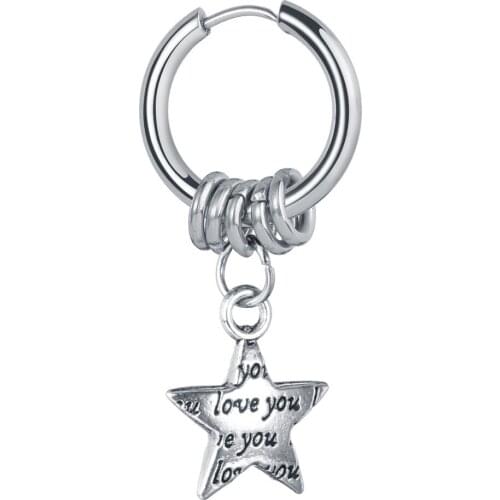 Fashion Stainless Steel Star Drop Earrings Punk Jewelry For Cool Women Girl Love You Gifts Gothic Accessories