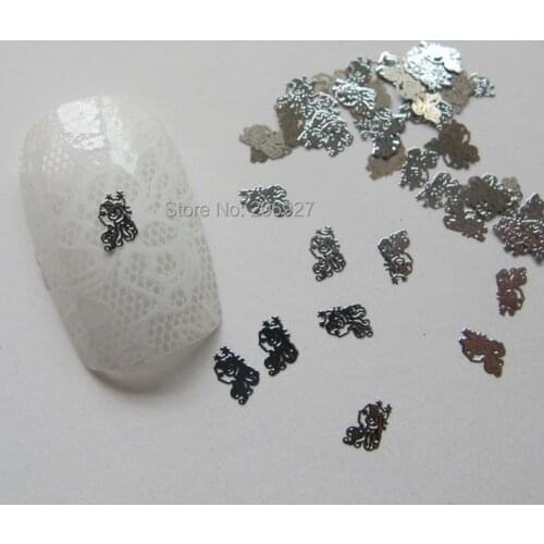 MS141-1 100pcs Silver Cute Beauty Metal Sticker Nail Art Metal Sticker Nail Art Decoration Non-adhesive Sticker