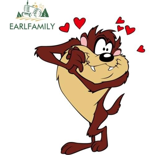 EARLFAMILY 13cm X 10.5cm Cartoon Tasmanian Devil Decal Showing Love Car Sticker Motorcycle Decor Graphics Waterproof Car Styling