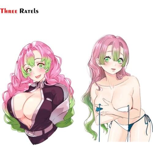 Three Ratels F573 Kanroji Mitsuri Kimetsu No Yaiba Car Windshield Sticker Skateboard Decal