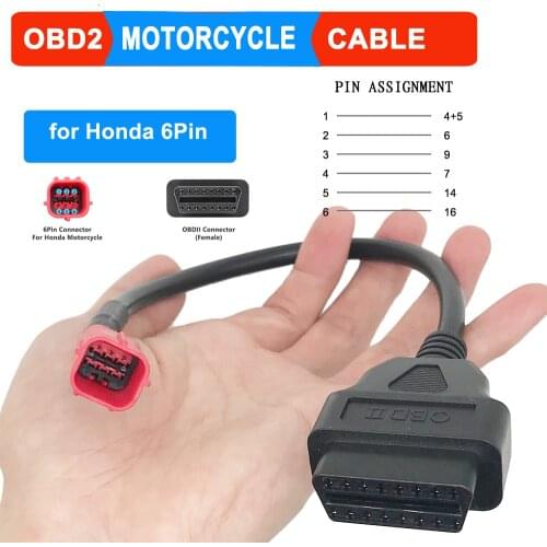 OBD Motorcycle Cable For Honda 4 Pin/6pin Plug Cable Diagnostic Cable 4Pin to OBD2 16 pin Adapter