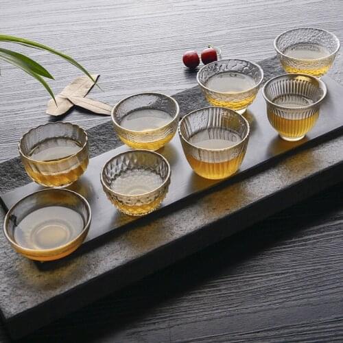 Source of Origin Kung Fu Tea Set Heat-resistant Glass Crafts Hammer Pattern Cup Japanese Pattern Kung Fu Cup Custom