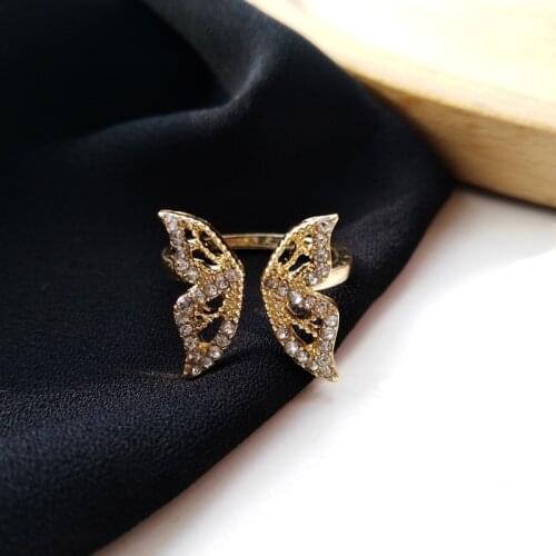 Butterfly open ring female niche design ring ins style temperament lady index finger ring