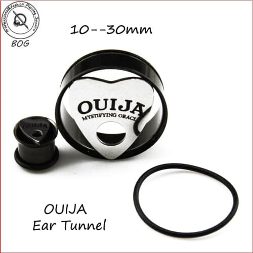 Pair Anodized Black 316L Stainless Steel Single Flare With O Ring Ear Tunnel Plug Ouija Board Expanders Piercing Body Jewelry