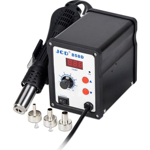 BK-858D SMD Brushless Heat Gun Hot Air Rework Soldering Station+3pcs Nozzles Rework Soldering Station Wire with Clamp 700W