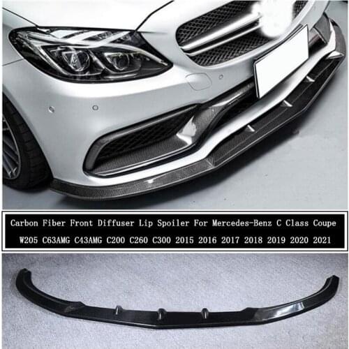 Carbon Fiber Front Diffuser Lip Spoiler For Mercedes-Benz C Class Coupe W205 C63 C43 C200 C260 C300 2015-2021 Bumper Spoilers