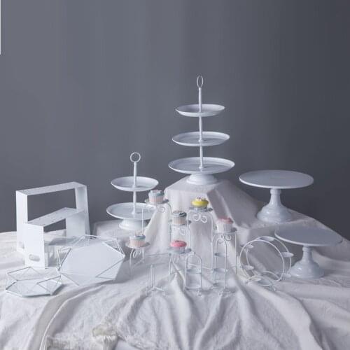 White Cake Stands Cupcake Push Cakes Plates for Wedding Birthday Decoration Metal Storage Racks Home Cooking Dinnerware Tools