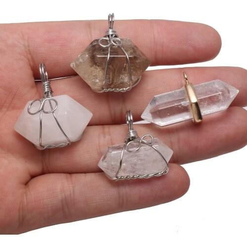 Natural Stone Crystal Winding Pendant Irregular Shape Charm Pendants For jewelry making DIY necklace Earring accessories