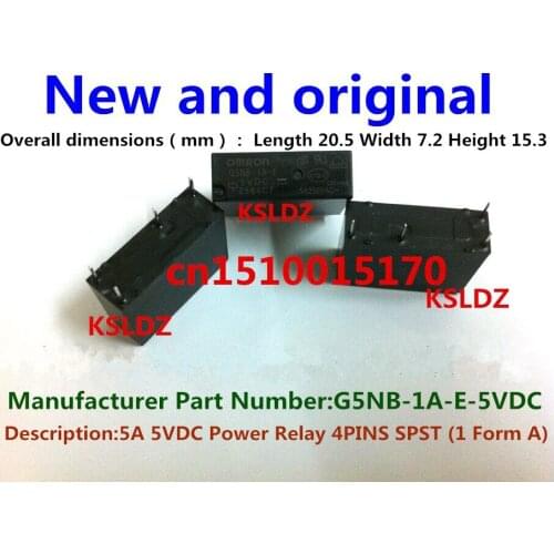 100%Original New G5NB-1A-E G5NB-1A-E-5VDC G5NB-1A-E-12VDC G5NB-1A-E-24VDC DIP-4 5A 5VDC 12VDC 24VDC Power Relay