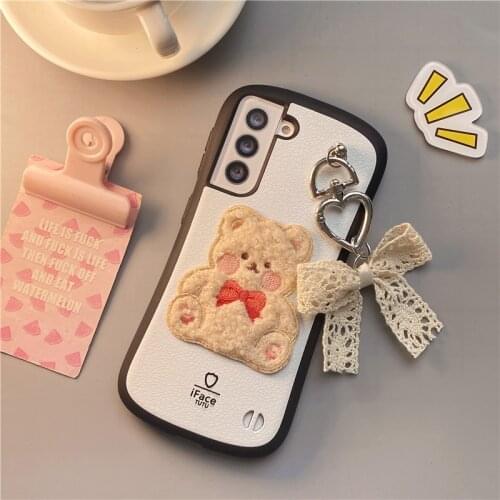 S-shaped Phone Case for For S21 Ultra Samsung Galaxy S21 5G Soft Silicone Leather Case with Lace Pendant S21+ 5G Cute Gift