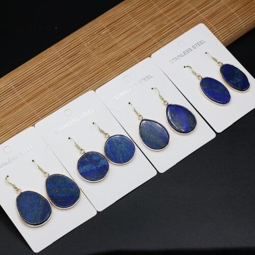 Natural Stone Earrings Irregular Lapis lazuli Charms For Elegant Women Love Romantic Gift