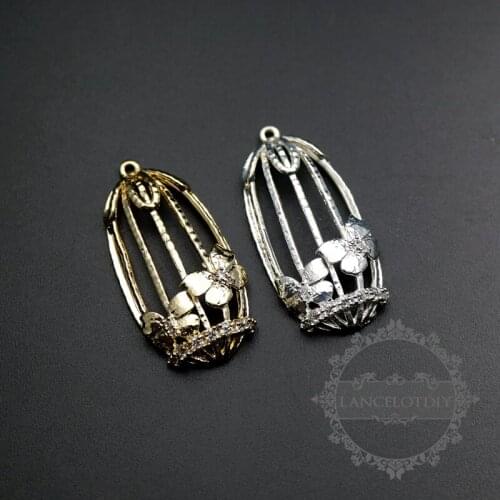 18x33mm gold,silver color zircon flower DIY earring chandelier fashion women pendant charm supplies 1850295