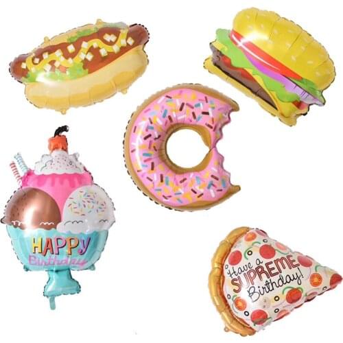 New hot 10pcs Donuts Cream Hamburger Hot Dog Inflatable Balloons Birthday Wedding Decoration Baby Shower Kids Party Supplies