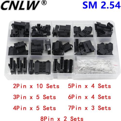 1 box of 33 Sets 2~8P SM2.54 Series Aerial Docking Connector SM Series Multipole Connector Plug with Terminal Male and Female