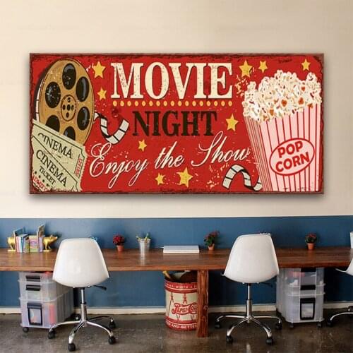 Vintage Cinema Sign Posters and Prints Cinema Wall Art Picture Retro Canvas Painting Home Movie Theatre for Living Room