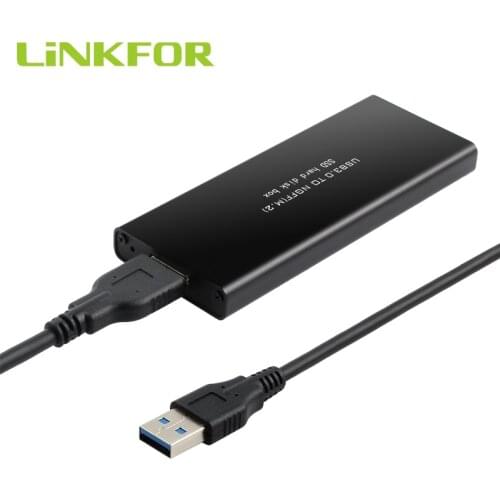 LiNKFOR USB 3.0 to NGFF M.2 External Enclosure Converter Adapter For SSD Case Box Black With ScrewDriver