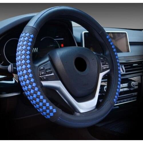 Micro Fiber Leather Car Steering Wheel Cover Weave Braid Style Auto Steering-wheel Covers Anti-slip Knit Car Accessory