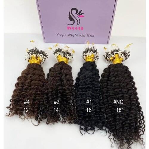 Micro Loop Ring Hair Extensions 1g/strand 100g Micro Bead Link Human Hair Extensions Kinky Curly 8''-30'' Brazilian Remy Hair 4c