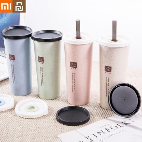 XIAOMI Youpin Wheat Straw Water Bottle with Straws Travel Office Coffee Tea Cups Drinking Cups Portable Environmental Water Cup