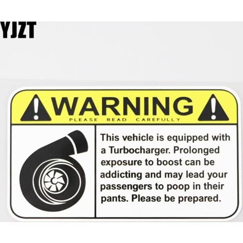 YJZT 15.2CM×8.6CM Car Sticker Funny Warning Sign Turbo Boost Decal PVC 12C-0315