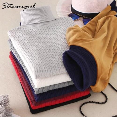 Turtleneck Women Thick Sweater Pullover Knit Sweaters Women Winter 2020 Turtleneck Velvet Sweater Pull Femme Sweaters Ladies