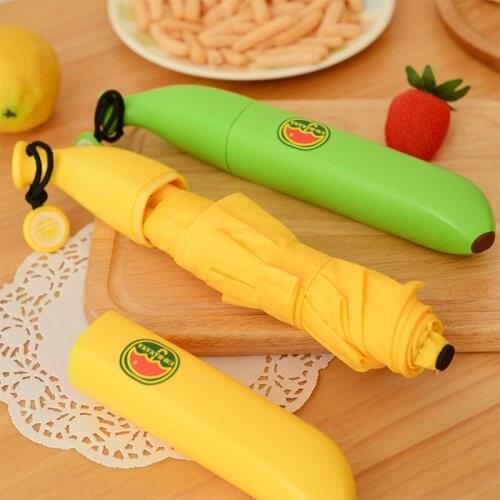 Portable Fruit Umbrella Green Yellow Banana Umbrella Water Proof Anti-UV Rain Umbrella Creative Style
