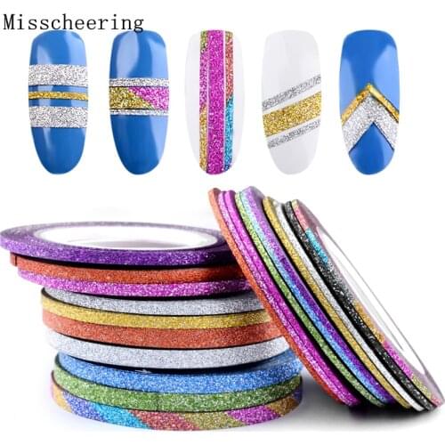 10 Rolls Mix Color Nail Art Striping Tape Line DIY Nail Tips Sticker Creative Matte DIY Adhesive 3d Decal Nail Decorations Tools
