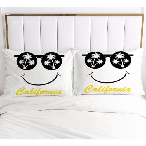 100% Polyester 2 pcs Pillowcase Simple Smlie Style Printed Home Decorative Pillowcse Pillow Cover Decoraion Beddings