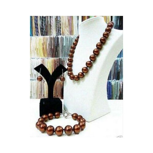 12mm Natural Red South Sea shell Pearl Necklace Bracelet Earrings Set AAA