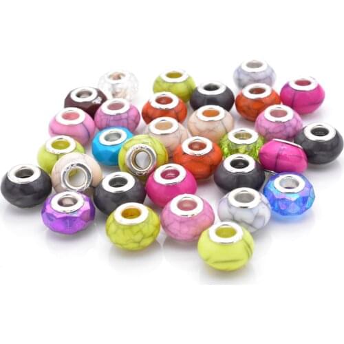 15x10mm 20pcs/lot Mixed Colors Large hole beads Loose beads Resin beads Jewelry Accessories For DIY