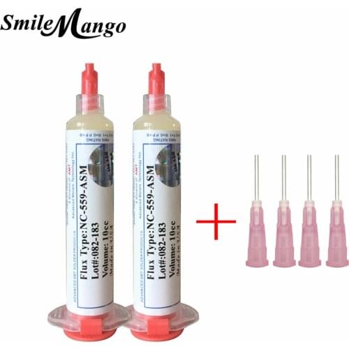 2pcs/lot Made in USA! 10cc NC-559-ASM Flux paste lead-free solder paste solder flux + 4pcs Needles