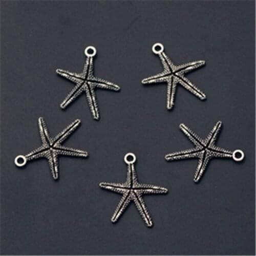 20pcs Antique Silver Color Starfish Glamour Alloy Pendants For Earring Bracelet DIY Metal Jewelry charm Handmade makings A975