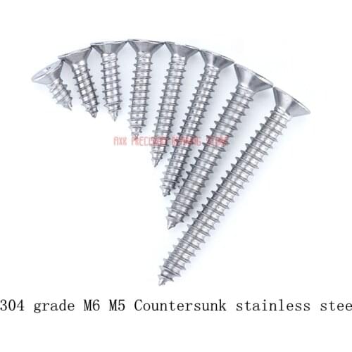 2019 Parafusos Gb846 304 Grade Stainless Steel Countersunk Head Screws Self-tapping M6 M5x16/20/25/30/35/40/45/50/60 Mm Series