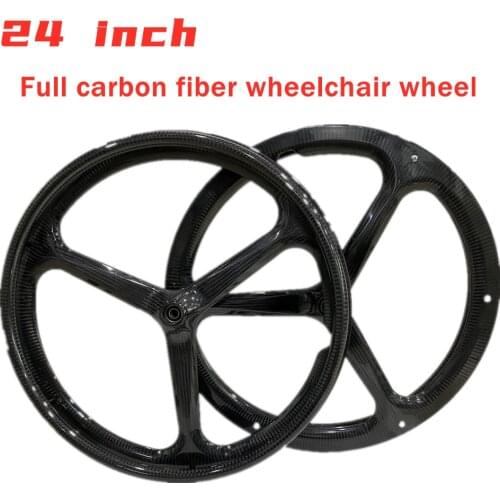 24 inch carbon fiber wheelchair wheelset tri spoke wheel chair rims 3 spoke carbon wheel with carbon handrails tri spoke wheel