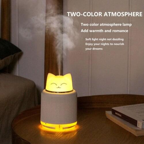 300ML USB Portable Air Humidifier Ultrasonic Aroma Oil Essential Diffuser LED Light Cute Cat Bear Mist Maker Home Car Fogger