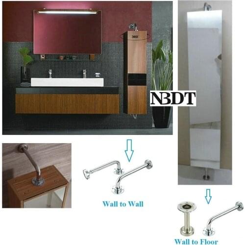 304 Stainless Steel 360 Degrees Swivel Ball Bearing Support L Bracket Stand For Hung Bath Medicine Cupboard Mirror Cabinet