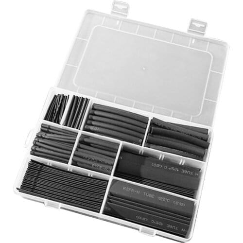 385Pcs/box Polyolefin Shrinking Assorted Insulated Sleeving Tubing Set Heat Shrinkable Tube Wrap Wire Heat Shrink Tubing