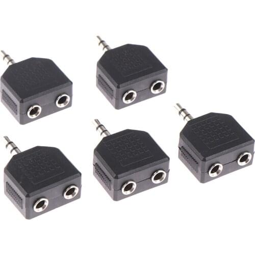 5pcs/lot Mini Double Earphone Headphone Y Splitter Adapter Plug for MP3 Phone