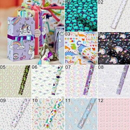 70x50cm Dinosaur Unicorn Valentines Day Gift Paper Cute Animals Christmas Gift Wrapping Paper Home Decoration Gift For Friends