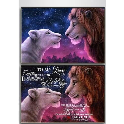 Diamond Painting Full Square / Round Drill Lion King To My Love 5D Daimond Painting Embroidery Cross Stitch Mosaic Picture