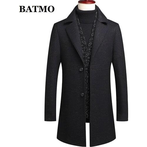 BATMO 2020 new arrival winter thicked wool trench coat men,mens wool jackets,wool coat men, 20A09
